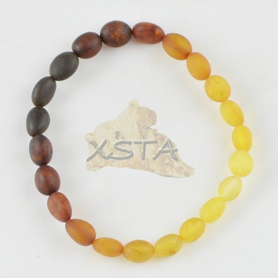 Multicolored olive raw amber bracelet for adults rainbow
